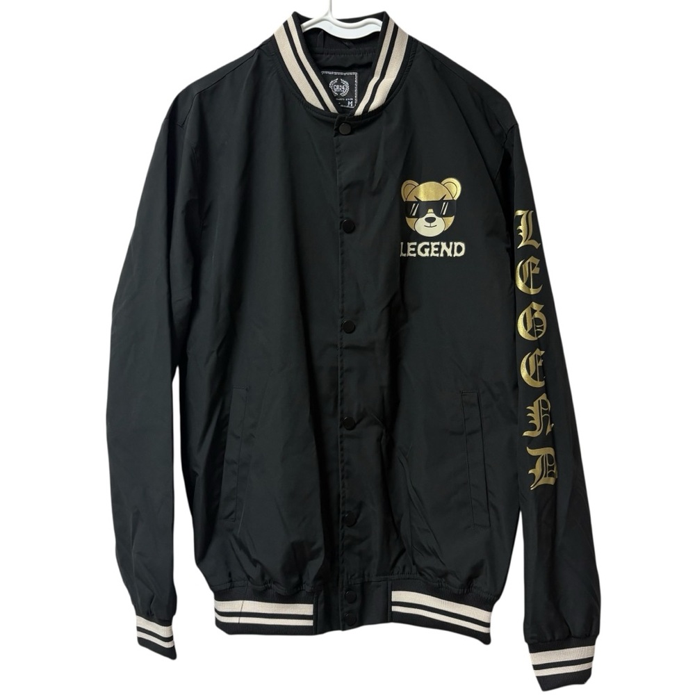 CR-24 Chrome Edge Bordo Cromato Black Gold Bomber Varsity Streetwear Jacket Med
